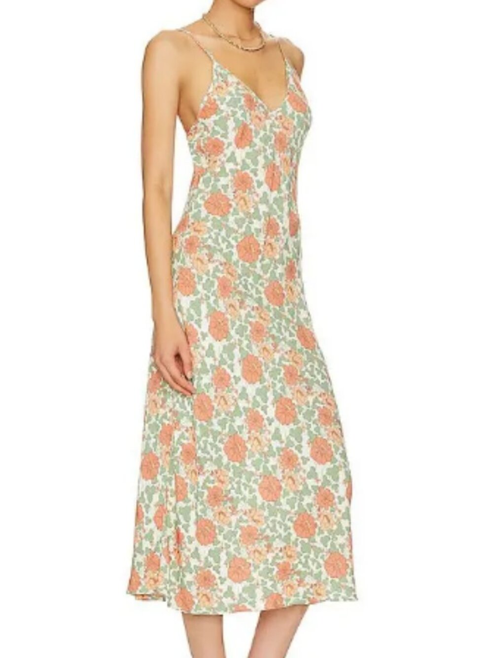 ROLLA'S Rambling Floral Margaux Midi Slip Dress In Apricot Coquette Boho 90s S
